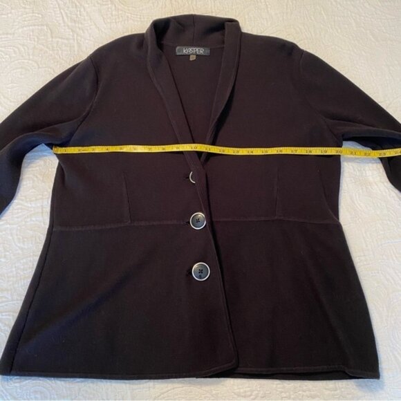 Kasper Button Front 3/4 Sleeve Black Cardigan -Large - Picture 7 of 12